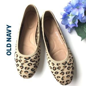 OLD NAVY Leaopard Knit Almond Toe Ballet Flats 7